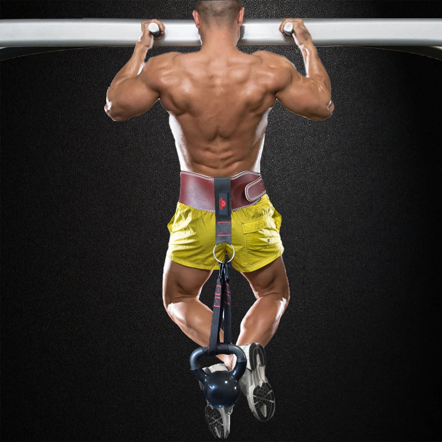 Weightlifting Dip Belt Accessories for dips and Pull-ups Double-Layered Webbing Strap with Carabiners for Fitness Bodybuilding