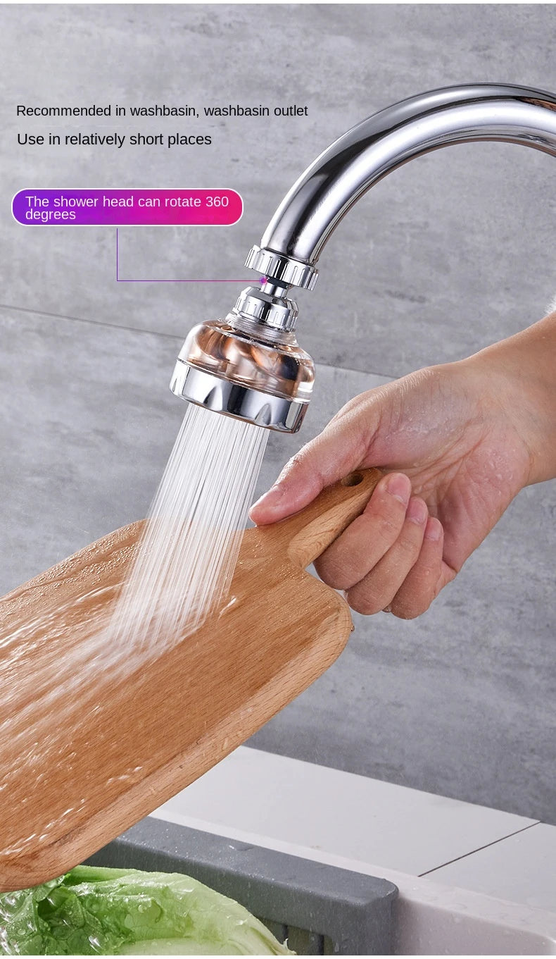 Kitchen Faucet Bubbler Turbocharged Shower Head 360° Rotation Splash-Proof Faucet Wash Basin Universal Extension Tube Fan Filter