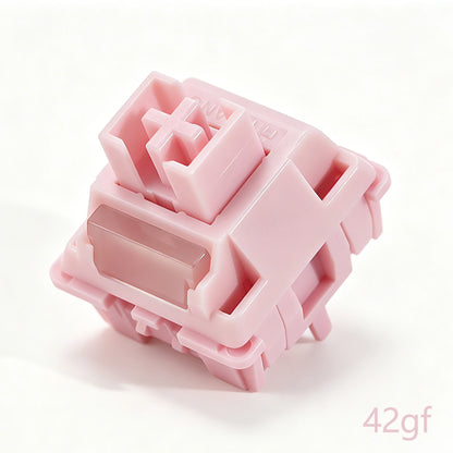 Interruptor HUANO Sakura V2 V3 rosa 35gf 42gf 5 pines lineales cremosos para teclado mecánico personalizado de juegos 60% POK POM PA66