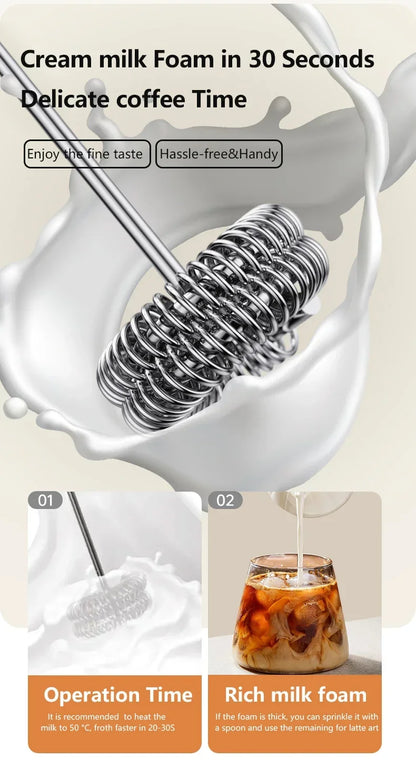 Cordless Electric Milk Frother, USB Mini Blender 3 Speeds Handheld Milk Foamer for Coffee, Cappuccino Foam Maker Whisk