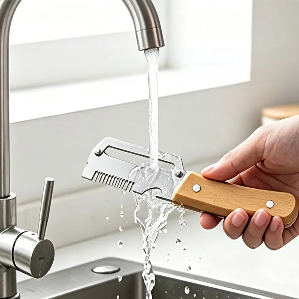 Pelador multifuncional 3 en 1 de acero inoxidable, rebanador y triturador de verduras y frutas, herramienta de cocina versátil para pelar y triturar