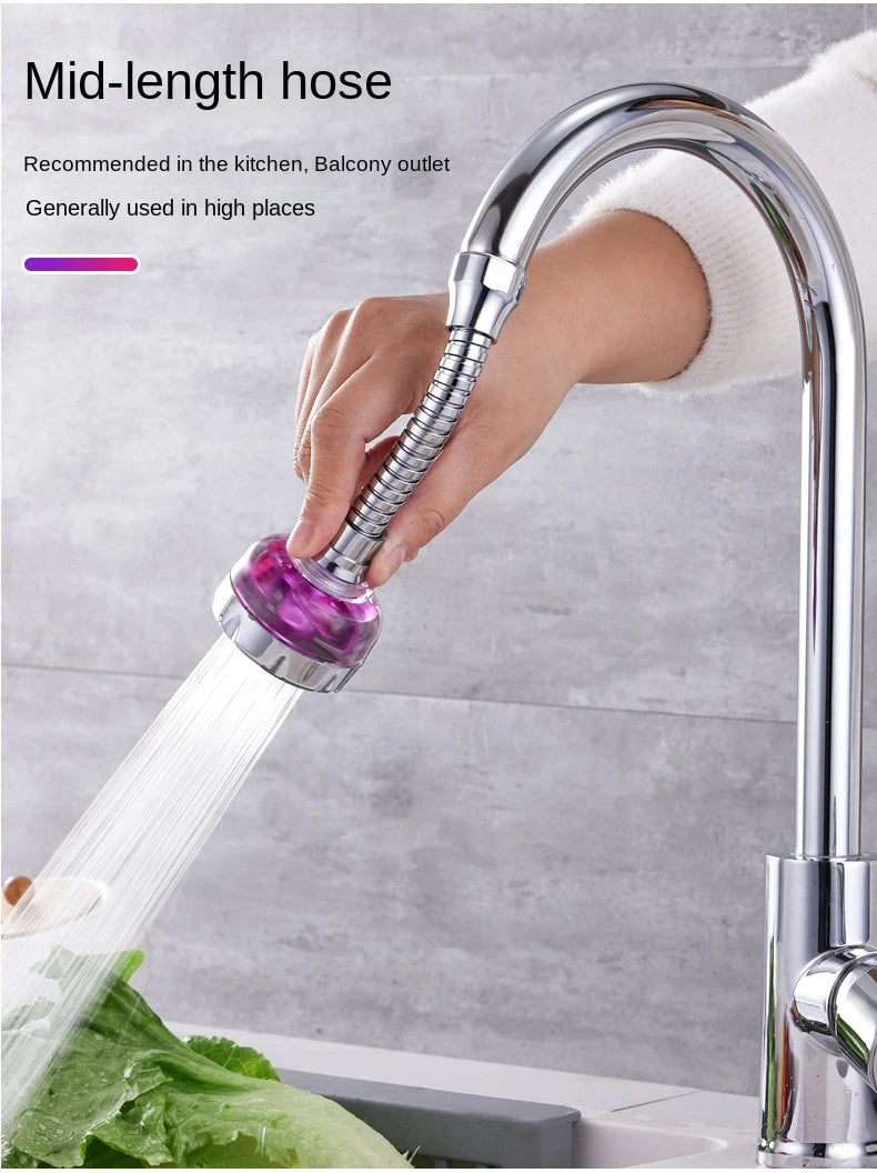 Kitchen Faucet Bubbler Turbocharged Shower Head 360° Rotation Splash-Proof Faucet Wash Basin Universal Extension Tube Fan Filter