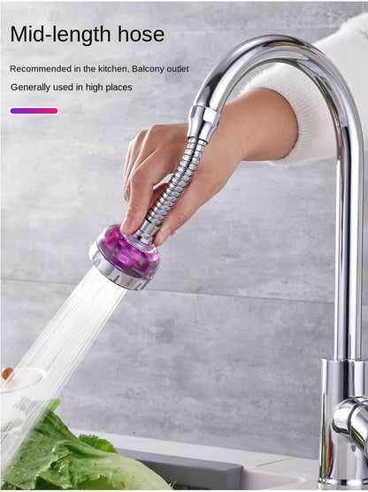 Kitchen Faucet Bubbler Turbocharged Shower Head 360° Rotation Splash-Proof Faucet Wash Basin Universal Extension Tube Fan Filter