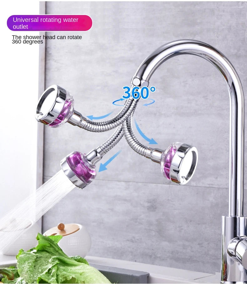 Kitchen Faucet Bubbler Turbocharged Shower Head 360° Rotation Splash-Proof Faucet Wash Basin Universal Extension Tube Fan Filter