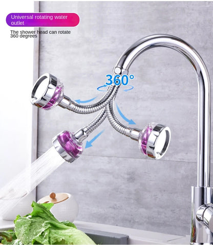 Kitchen Faucet Bubbler Turbocharged Shower Head 360° Rotation Splash-Proof Faucet Wash Basin Universal Extension Tube Fan Filter