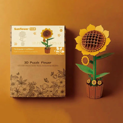 Rompecabezas 3D de madera para adultos, kits de manualidades de madera para adultos, decoración del hogar para mujeres, regalo - Girasol