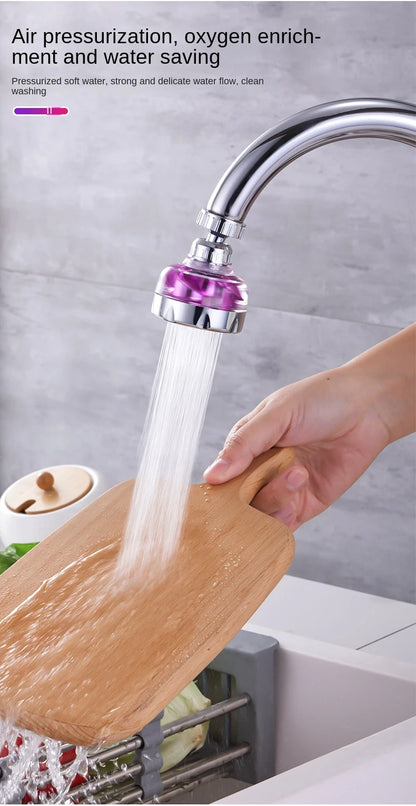 Kitchen Faucet Bubbler Turbocharged Shower Head 360° Rotation Splash-Proof Faucet Wash Basin Universal Extension Tube Fan Filter