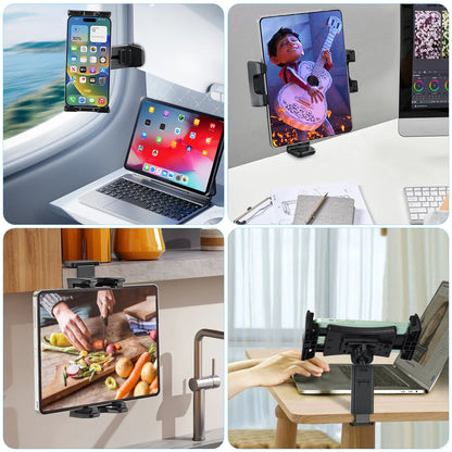 New Airplane Tablet Holder Travel Train Seat Cupboard Bar Handfree Foldable Phone Bracket Stand Desk Edge Grip 360 Rotation