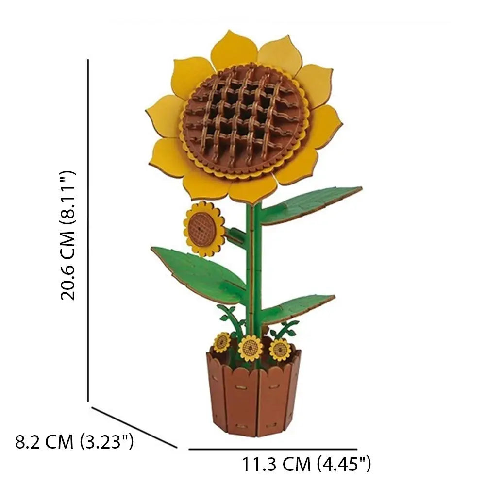 Rompecabezas 3D de madera para adultos, kits de manualidades de madera para adultos, decoración del hogar para mujeres, regalo - Girasol