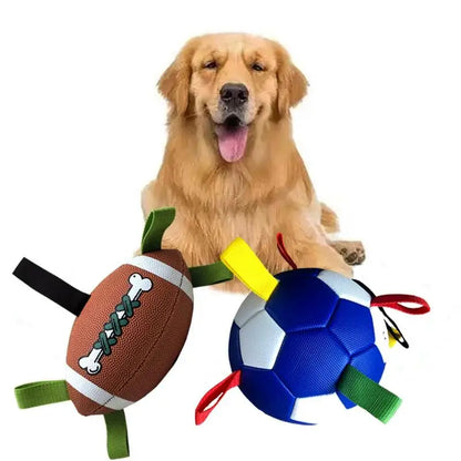 Durable Rubber Dog Soccer Ball - Suitable for all breeds of interactive indoor/outdoor pet toys, with patterned bone design