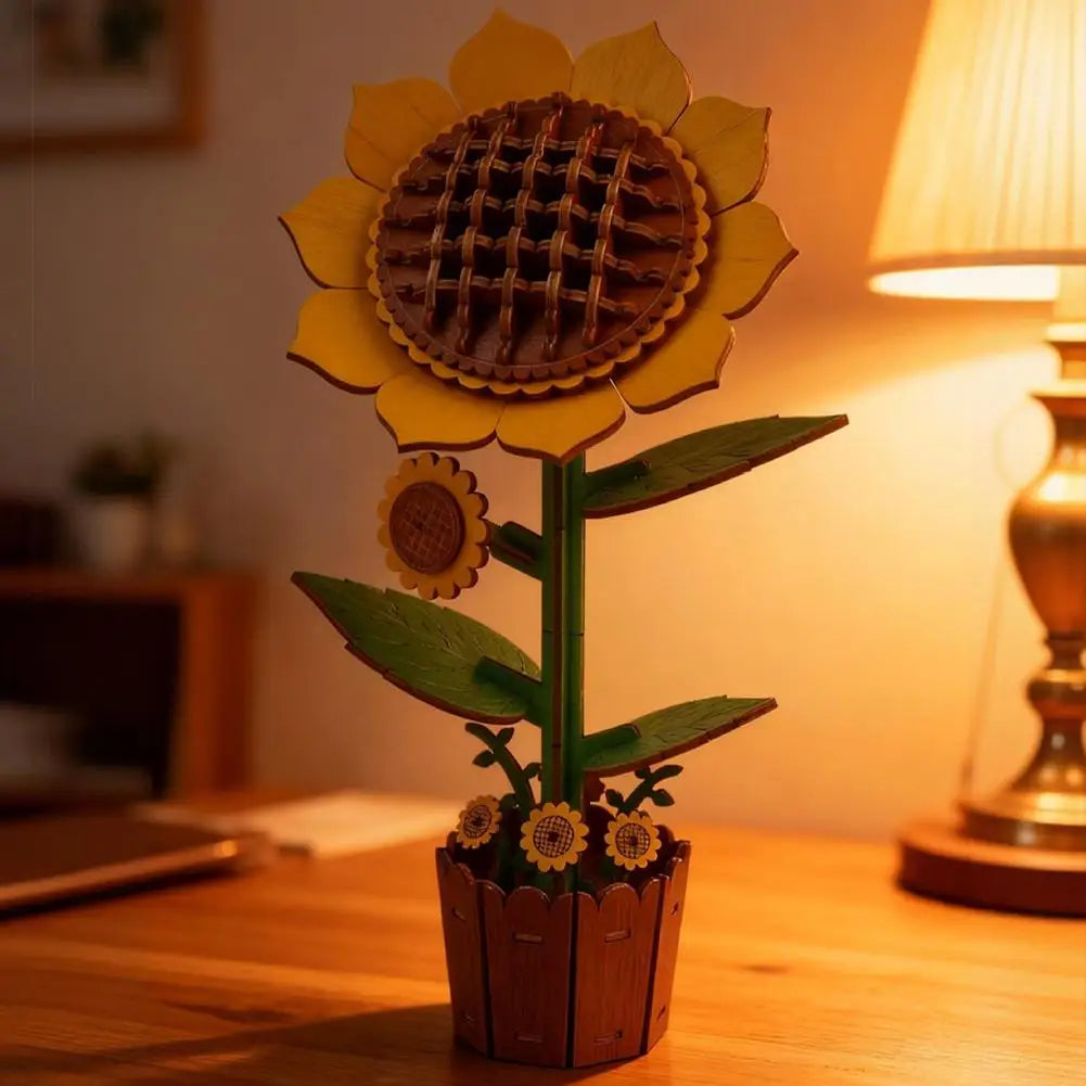 Rompecabezas 3D de madera para adultos, kits de manualidades de madera para adultos, decoración del hogar para mujeres, regalo - Girasol