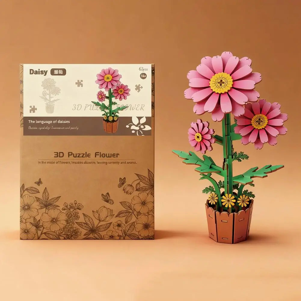 Rompecabezas 3D de madera para adultos, kits de manualidades de madera para adultos, decoración del hogar para mujeres, regalo - Girasol