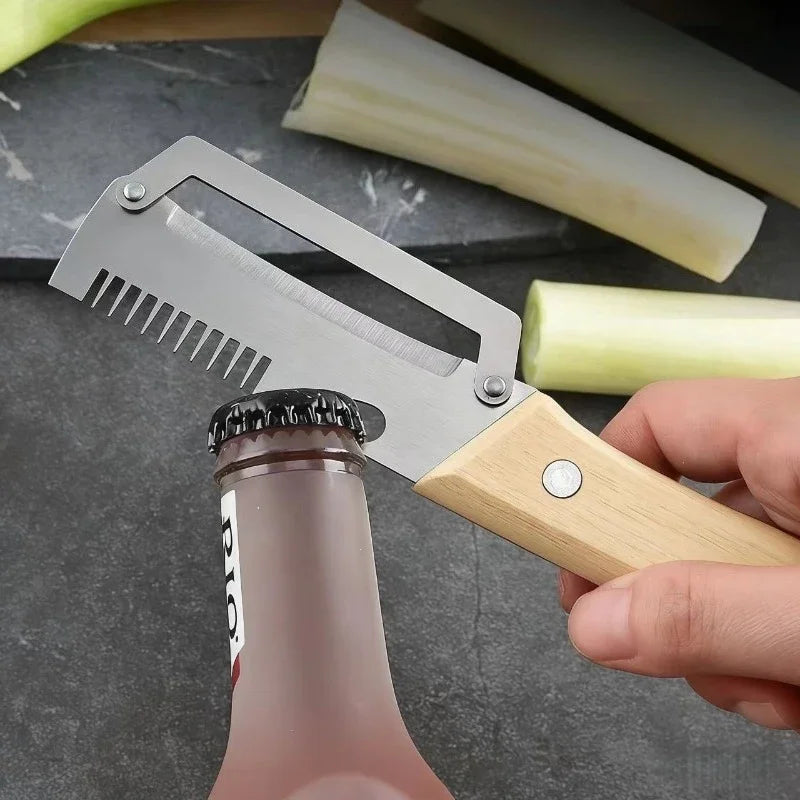 Pelador multifuncional 3 en 1 de acero inoxidable, rebanador y triturador de verduras y frutas, herramienta de cocina versátil para pelar y triturar