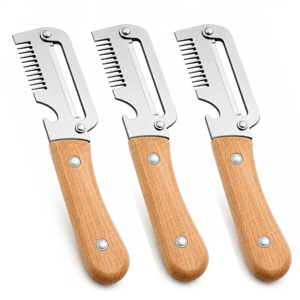 Pelador multifuncional 3 en 1 de acero inoxidable, rebanador y triturador de verduras y frutas, herramienta de cocina versátil para pelar y triturar