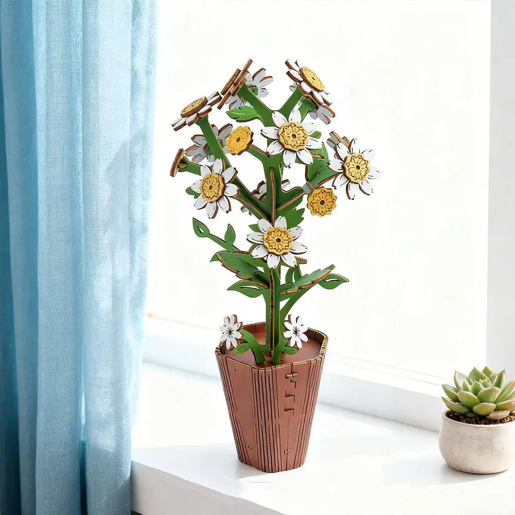 Rompecabezas 3D de madera para adultos, kits de manualidades de madera para adultos, decoración del hogar para mujeres, regalo - Girasol