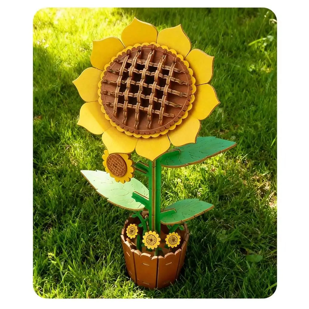 Rompecabezas 3D de madera para adultos, kits de manualidades de madera para adultos, decoración del hogar para mujeres, regalo - Girasol