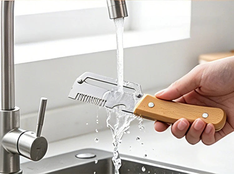 Pelador multifuncional 3 en 1 de acero inoxidable, rebanador y triturador de verduras y frutas, herramienta de cocina versátil para pelar y triturar