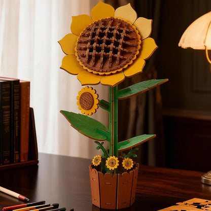 Rompecabezas 3D de madera para adultos, kits de manualidades de madera para adultos, decoración del hogar para mujeres, regalo - Girasol