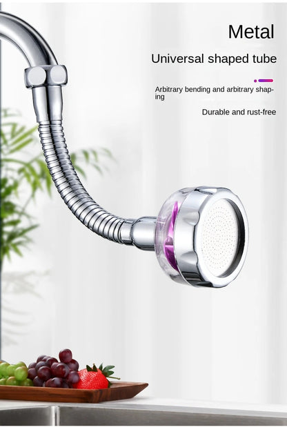 Kitchen Faucet Bubbler Turbocharged Shower Head 360° Rotation Splash-Proof Faucet Wash Basin Universal Extension Tube Fan Filter
