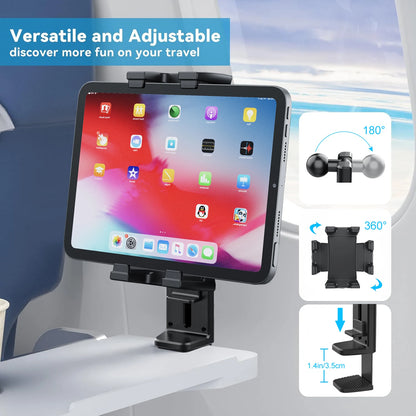 New Airplane Tablet Holder Travel Train Seat Cupboard Bar Handfree Foldable Phone Bracket Stand Desk Edge Grip 360 Rotation
