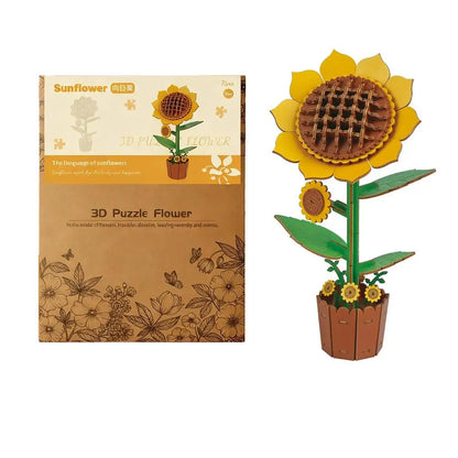 Rompecabezas 3D de madera para adultos, kits de manualidades de madera para adultos, decoración del hogar para mujeres, regalo - Girasol