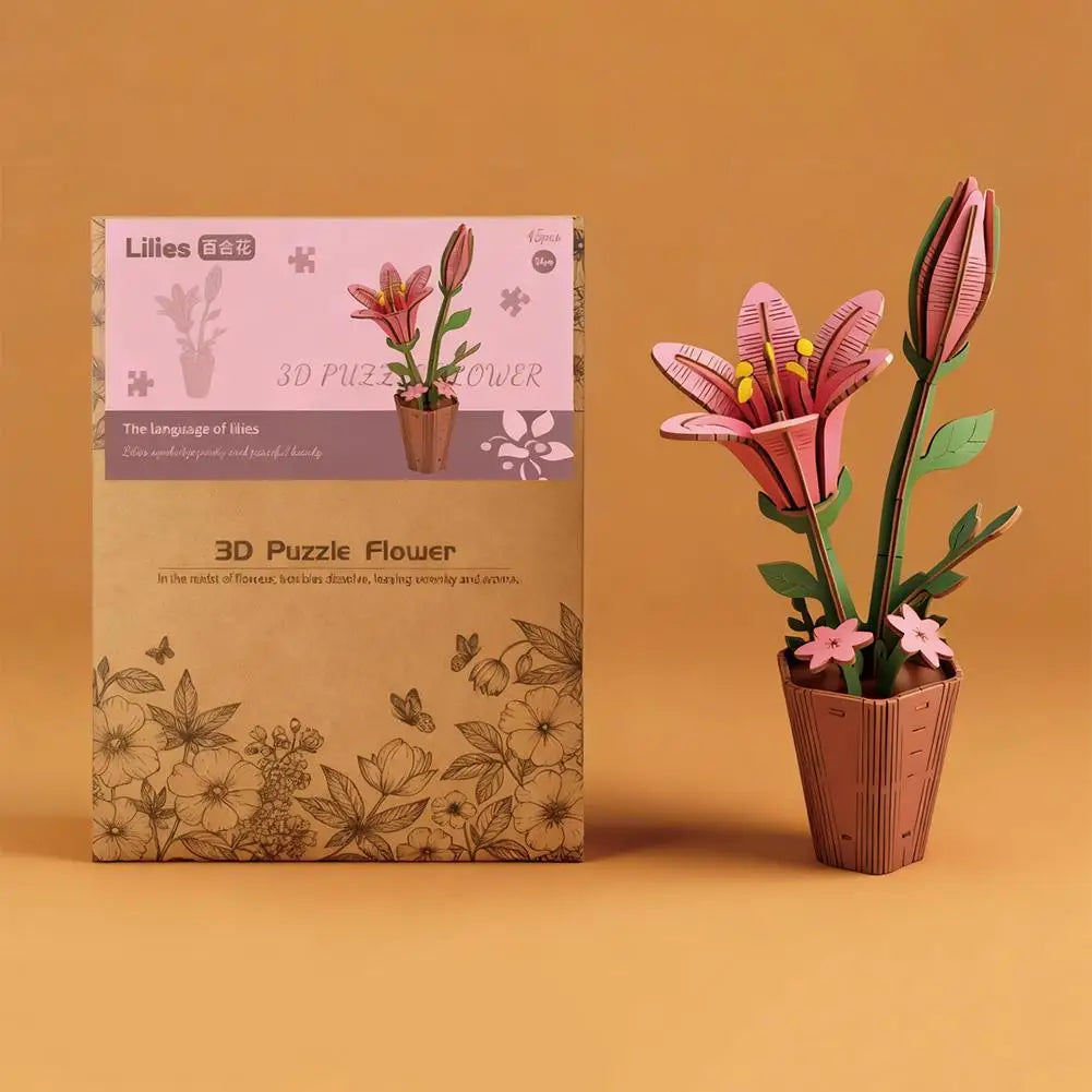 Rompecabezas 3D de madera para adultos, kits de manualidades de madera para adultos, decoración del hogar para mujeres, regalo - Girasol